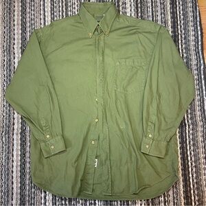 Vintage Versace Jeans Couture green button down w pleated sleeve, chest pocket